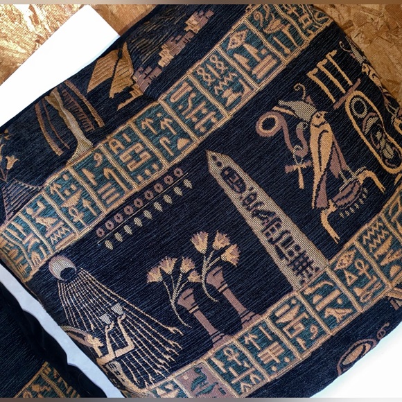 Vintage 90s 2pc Egyptian Tapestry Accent Pillows - Picture 10 of 10